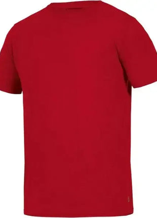 Rotes T-Shirt mit kurzen Ärmeln, Rückansicht, schlichtes Design, einfarbig, Bekleidung