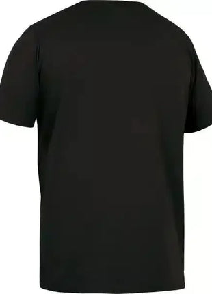 Schwarzes T-Shirt aus Baumwolle, Rückansicht, Kurzarm, klassischer Schnitt, Hygiene-Bekleidung