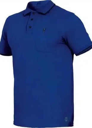 Blaues Polohemd mit Brusttasche und Knopfleiste, Kurzarm, für Beruf und Alltag