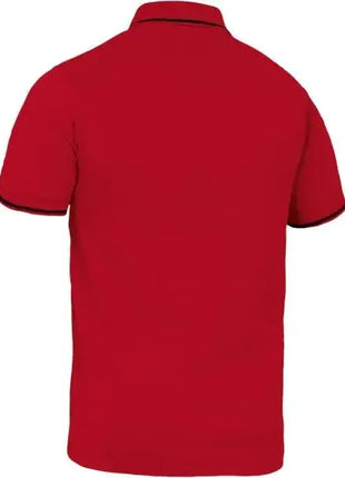 Rotes Poloshirt mit kurzen Ärmeln und dezentem Kragen, Rückansicht, Berufsbekleidung