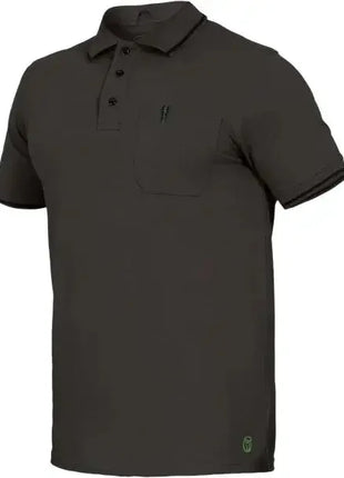 Schwarzes Polo-Shirt mit kurzem Arm, klassischem Kragen und Brusttasche für Berufskleidung