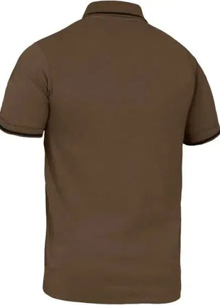 Braunes Kurzarm-Poloshirt aus Baumwolle, Rückansicht, klassischer Kragen, Hygiene Berufsbekleidung