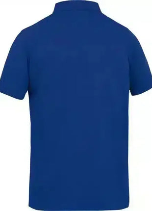 Rückansicht eines blauen Kurzarm-Poloshirts, medizinische Berufskleidung
