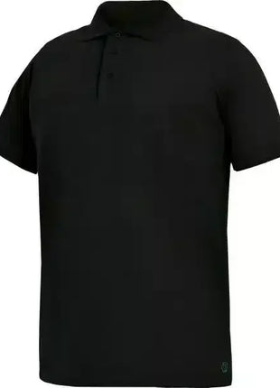 Schwarzes Polo-Shirt mit Kurzarm, klassische Knopfleiste, hygienische Arbeitskleidung