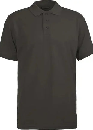 Schwarzes Poloshirt mit kurzen Ärmeln, klassischer Kragen und Knopfleiste, ideal für Hygiene- oder Medizinpersonal.