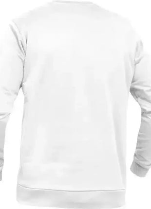 Rückansicht weißer Pullover, Langarm, neutral, geeignet für Berufskleidung im Hygiene- und Medizinbereich