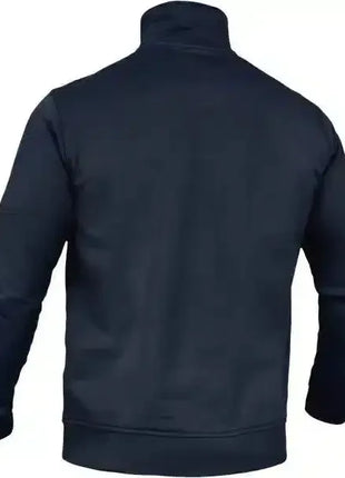 Dunkelblaue Herrenjacke mit Stehkragen, Rückansicht, professionelle Arbeitskleidung