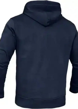 Dunkelblauer Hoodie mit Kapuze, Rückansicht, langärmliges Sweatshirt für Herren