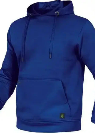 Blauer Hoodie mit Kapuze und Bauchtasche, modernes Design, langlebige Baumwollmischung