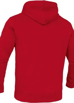 Roter Kapuzenpullover, Rückenansicht, langarm, schlichtes Design, Bekleidung