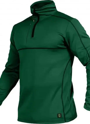 Grünes Langarmshirt mit Stehkragen und Reißverschluss, atmungsaktives Funktionsshirt