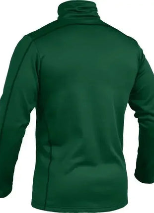 Grüne Fleecejacke mit Stehkragen und langen Ärmeln, Rückansicht, Bekleidung Hygiene