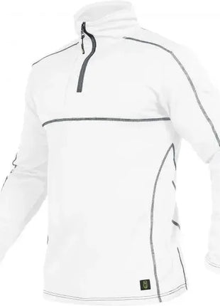 Weißes langarm Funktionsshirt mit Stehkragen und Reißverschluss, Hygienebekleidung