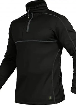 Schwarzes Langarmshirt mit Reißverschluss, sportliches Oberteil, ergonomische Nähte