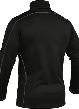 Schwarzes langärmeliges Funktionsshirt mit Stehkragen und Kontrastnähten, Rückansicht
