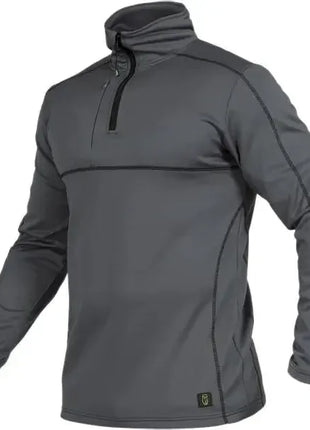 Dunkelgraues Herren-Funktionsshirt mit Reißverschluss, Langarm, für Outdoor und Sport