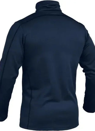 Dunkelblaue Herrenjacke mit Reißverschluss, Langarm, von hinten fotografiert, hygienisch, medizinisch
