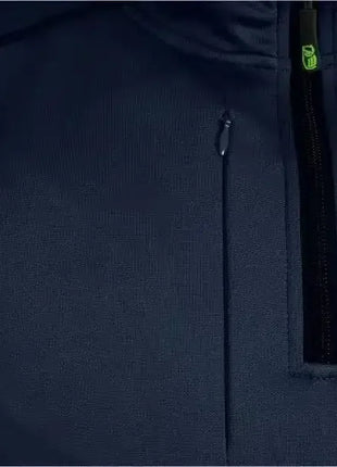 Dunkelblauer Funktionspullover mit Reißverschluss und Brusttasche, Detailansicht