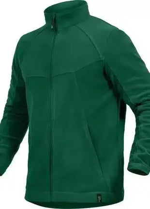 Grüne Fleecejacke mit Reißverschluss und Stehkragen für Herren, isolierend und bequem