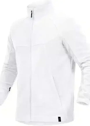 Weiße Fleecejacke mit Reißverschluss, langärmelig, ideal für medizinische Berufe
