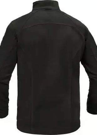 Schwarze Fleecejacke mit langen Ärmeln, Rückansicht, hochwertige Arbeitskleidung