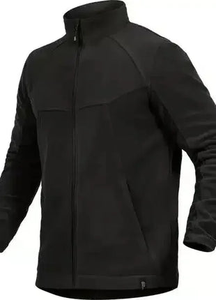 Schwarze Fleecejacke mit Stehkragen und Reißverschluss, warme Arbeitskleidung