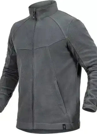 Graue Fleecejacke mit Stehkragen und Reißverschluss, hygienisch, für Medizin und Pflege