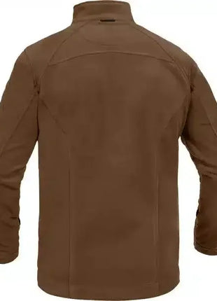 Braune Fleecejacke mit langem Arm, Rückenansicht, professionelle Arbeitskleidung