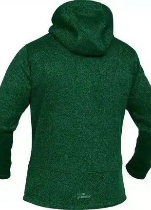 Grüne Fleecejacke mit Kapuze, Rückansicht, atmungsaktiv, für Outdoor-Aktivitäten geeignet