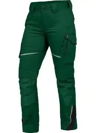 Grüne Arbeitshose mit Reflektorstreifen und Seitentasche, robuste Berufsbekleidung