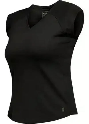 Ärmelloses Damen Shirt in Schwarz, V-Ausschnitt, schlichte medizinische Arbeitsbekleidung