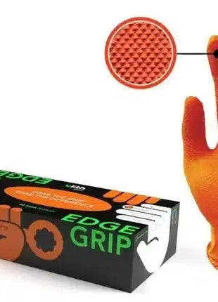 Orange Einweghandschuhe mit Diamanttextur, Schachtel, hygienisch, rutschfest, Griffprofil