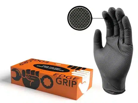 edge grip schwarz ulith nitrilhandschuhe mit noppen