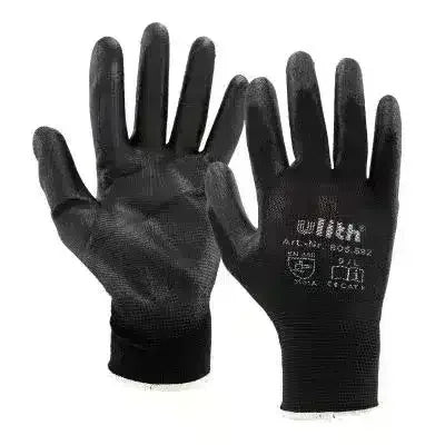 Schwarze Arbeitshandschuhe, nahtlos, schützend, rutschfest, professioneller Handschutz
