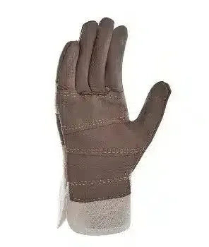 Schutzhandschuh braun, Arbeitshandschuh aus Leder, Handfläche sichtbar, für sicheren Griff