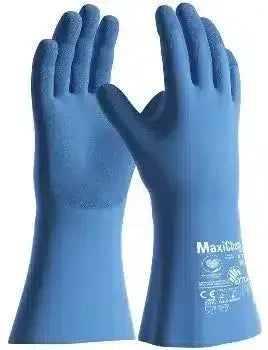 Blaue Schutzhandschuhe MaxiChem, Chemikalienschutz, medizinische Einweghandschuhe, Latexfrei