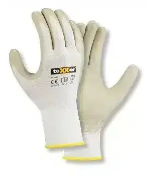 Schutzhandschuhe für Labor, medizinische Arbeit, Latex-beschichtet, weiß mit Bund