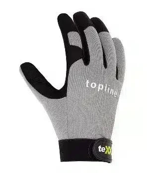 Arbeitshandschuh grau-schwarz mit Schriftzug topline, optimaler Schutz und Komfort