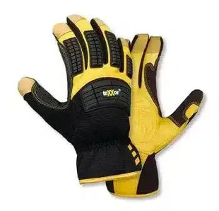 Schutzhandschuhe gelb-schwarz mit extra Grip und Stoßschutz, ideal für Arbeit oder Hygiene