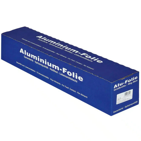 Aluminiumfolie Großrolle in blauer Verpackung, reißfest und lebensmittelecht, Hygienebedarf