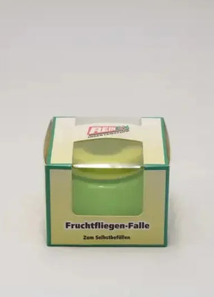 Fruchtfliegen-Falle zum Selbstbefüllen, Hygieneschutz, grüne Box auf hellem Hintergrund