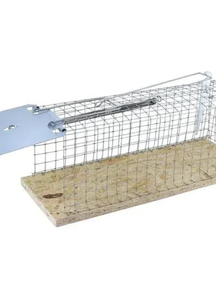 Lebendfalle für Mäuse aus Metallgitter und Holz, hygienisch, sichere Tierfanglösung