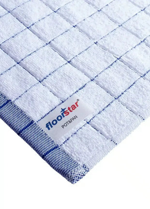Weiße Bodenreinigungstuch mit blauen Karos, Hygienetuch für professionelle Reinigung