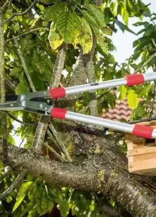 Astschere mit Teleskopgriff zum Schneiden von Ästen an einem Baum im Garten