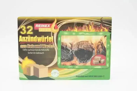Anzündwürfel aus Holz und Wachs in Verpackung, sicher für Grill und Kamin, 32 Stück