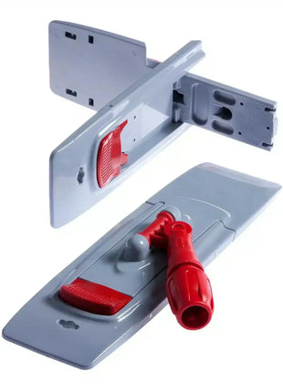 Grauer Klappmopphalter mit rotem Drehgelenk, Reinigungszubehör für professionelle Hygiene.