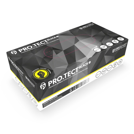 PRO.TECT BLACK HD+ Robuste Nitrilhandschuhe mit langer Stulpe in Schwarz