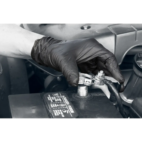 PRO.TECT BLACK HD+ Robuste Nitrilhandschuhe mit langer Stulpe in Schwarz