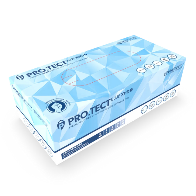 PRO.TECT Blue XHD+ Robuste Nitrilhandschuhe, extra lang– Blau