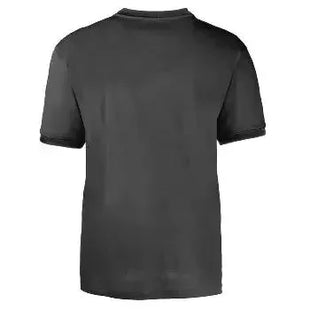 Rückansicht schwarzes T-Shirt, kurzarm, schlichtes Design, medizinische Arbeitskleidung